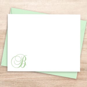 Personalized Initial Notecard Set: Modern Feminine Stationery Gift with Script Initial