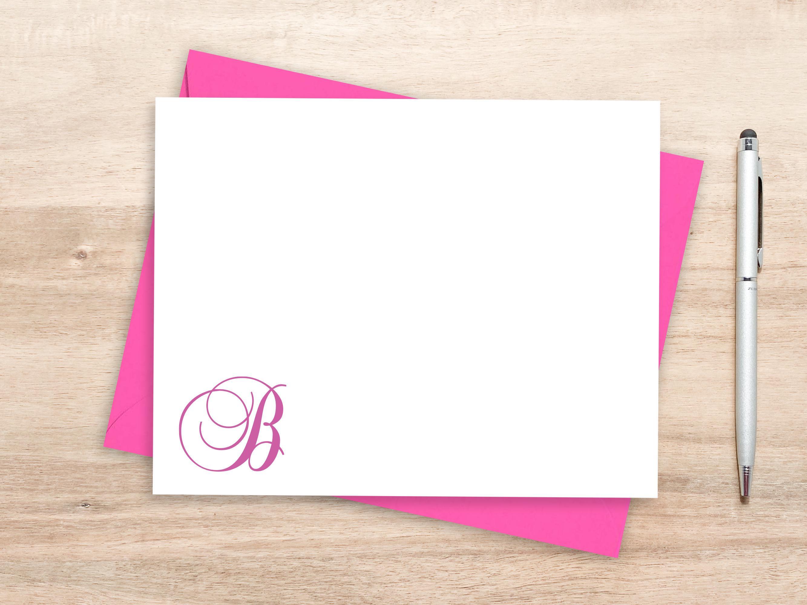 Monogrammed Stationery Set: Elegant Script Initial Note Cards - Etsy