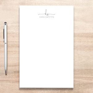 Personalized Large Notepad: Modern Design with Script Initials and All-Caps Name, 48 Sheets