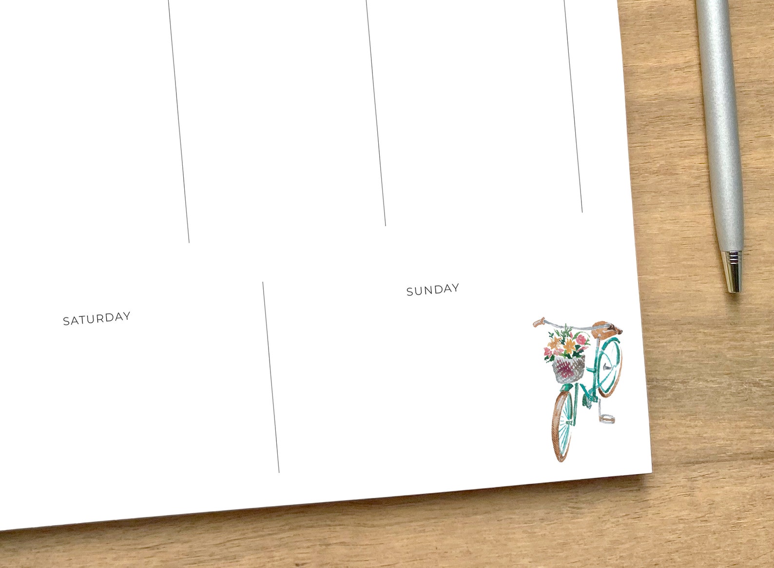 Personalized Weekly Planner Notepad: Bicycle Watercolor Design - Etsy