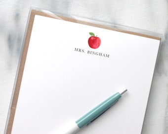 Personalized Letterhead with Envelopes for a Teacher / Stationery Paper with Envelopes / Letter Writing Stationary Paper with Apple Design