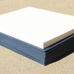 Blank Stationery Set with Navy Blue Envelopes - Set of 20 Flat A2 Size Cards