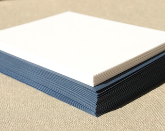 Blank Stationery Set with Navy Blue Envelopes - Set of 20 Flat A2 Size Cards