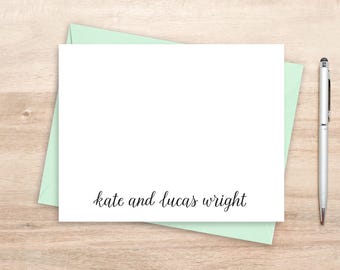 Personalized Stationery / Personalized Notecard Set Names in Handwritten Font / Personalized Stationary Set / Elegant Notecards for Couple