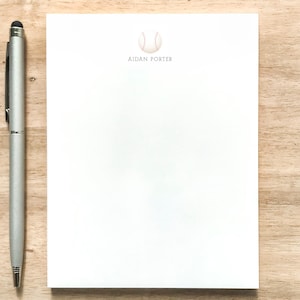 Custom Notepad with Baseball and Name / Baseball Notepad with Name / Personalized Memo Pad / Baseball Stationery Gift / Gift for Basball Fan