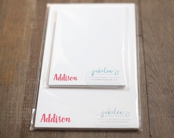 Personalized Cursive Name Notepad Set: Two Sizes