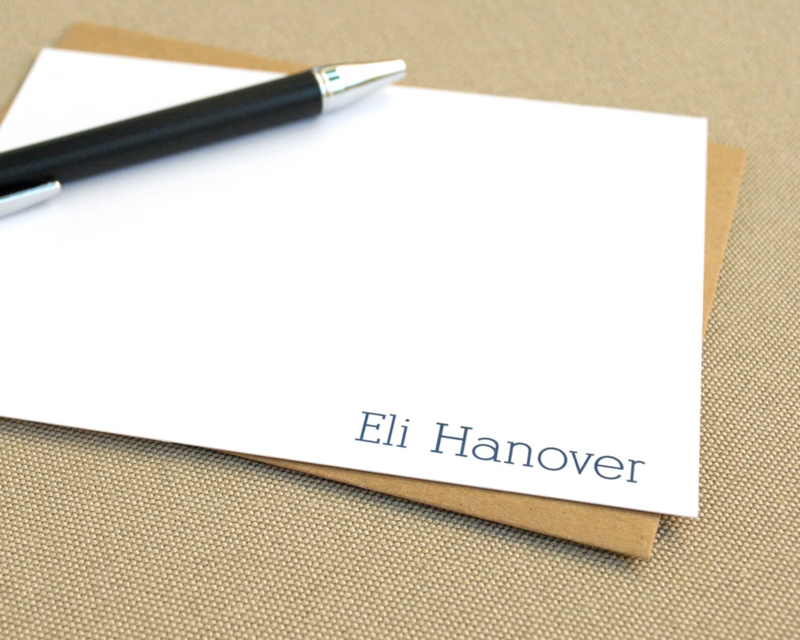 Personalized Flat Stationery Cards With Name in Lower Corner / Personal Stationary Gift Set