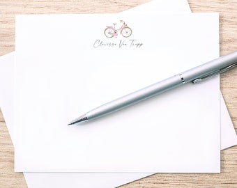 Vintage Inspired Bicycle Personalized Stationery Cards / Notecard Set with Bicycle Design / Custom Stationary with Vintage Bike for Women