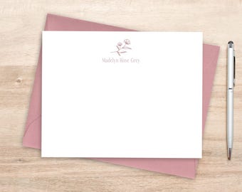 Personalized Floral Notecards with Envelopes / Modern Botanical Notecards / Note Cards with Name and Leaves / Customizable Thank You Cards