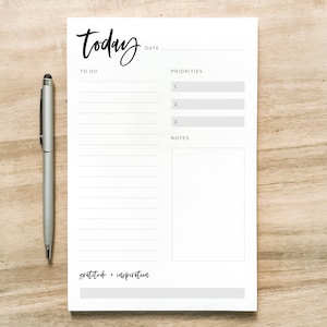 Large To Do List Notepad / Notepad with Priorities, Notes and Task List / Bullet Journaling Notepad / Daily To Do List Notepad - 48 Sheets