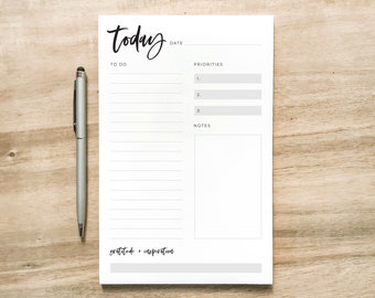 Large To Do List Notepad / Notepad with Priorities, Notes and Task List / Bullet Journaling Notepad / Daily To Do List Notepad - 48 Sheets