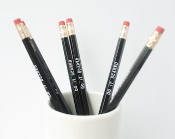 Do It Scared Pencil Set / Black and WhiteInspirational Pencils / Back to School Pencils / Inspirational Pencil Set / Gift for Writers