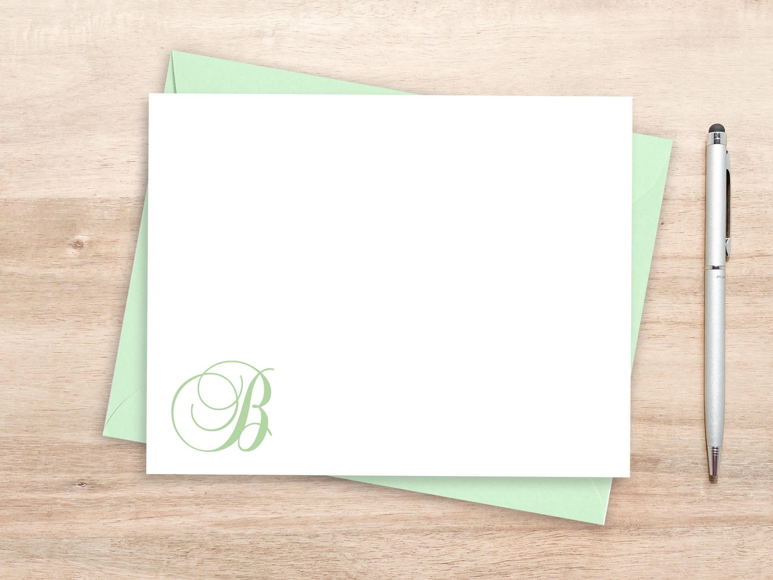 Monogrammed Stationery Set: Elegant Script Initial Note Cards - Etsy
