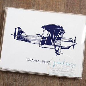 Personalized Airplane Folded Notecards with Name / Vintage Airplane Stationary Note Card Set / Stationery for Pilot / Airplane Gift for Man image 3