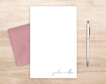 Custom Brush Script Name Stationery Set with Envelopes for Women