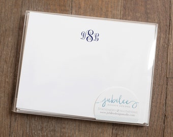 Notecards with a Classic Curved Three Initial Monogram / Classic Monogrammed Notecard Set / Personalized Monogram Stationery Set