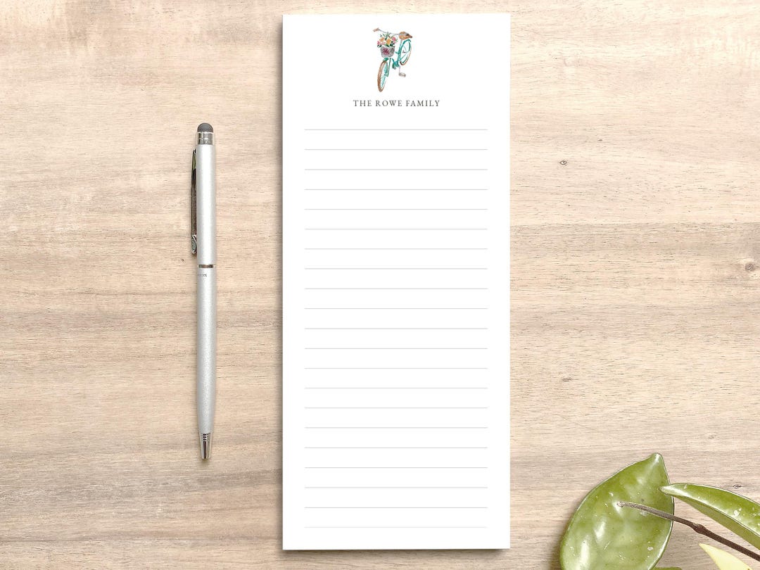 Personalized Bicycle Notepad: Watercolor Bike Design, Lined List Pad - Etsy