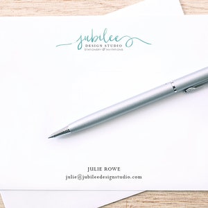 Custom Logo and Contact Information Notecard Set with Envelopes / Personalized Stationery with Logo / Notecards Printed with Business Logo image 3