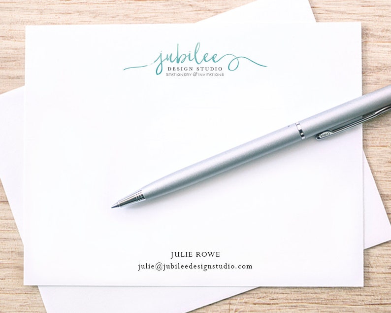 Custom Logo and Contact Information Notecard Set with Envelopes / Personalized Stationery with Logo / Notecards Printed with Business Logo image 3