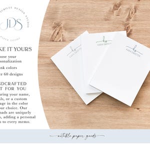 Personalized Notepad: Modern Design with Script Initials and All-Caps Name, Custom Notepad, 48 Sheets afbeelding 3