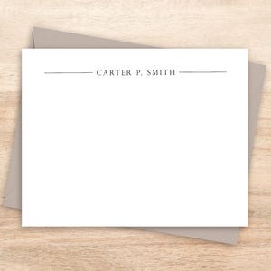 Professional Personalized Stationery Cards: Custom Name Notecard Set with Line