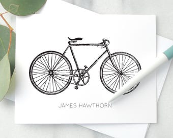Personalized Bicycle Folded Notecard Set: Bike Stationery Gift