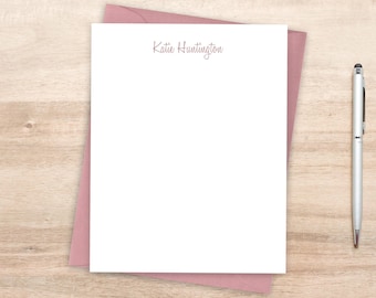 Personalized Stationery Notecard Set: Script Name, Feminine Stationery