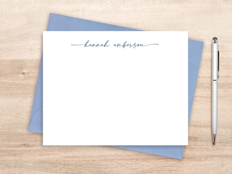 Personalized Script Notecard Set: Custom Stationery With Envelopes - Etsy