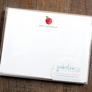 Personalized Apple Stationery Cards: Teacher Notecard Set - Etsy