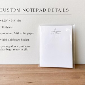 Personalized Notepad: Modern Design with Script Initials and All-Caps Name, Custom Notepad, 48 Sheets afbeelding 2
