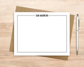 Personalized Note Card Set: Double Border Stationery