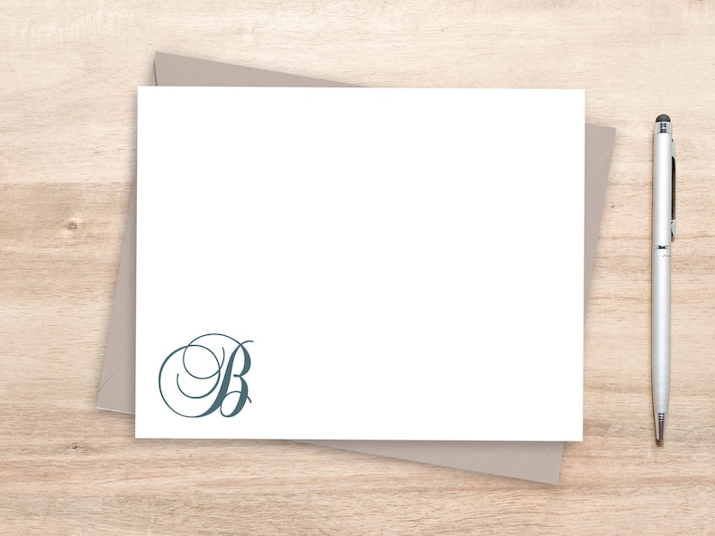 Monogrammed Stationery Set: Elegant Script Initial Note Cards - Etsy