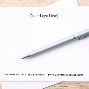 Custom Logo and Contact Information Notecard Set with Envelopes / Personalized Stationery with Logo / Notecards Printed with Business Logo image 1