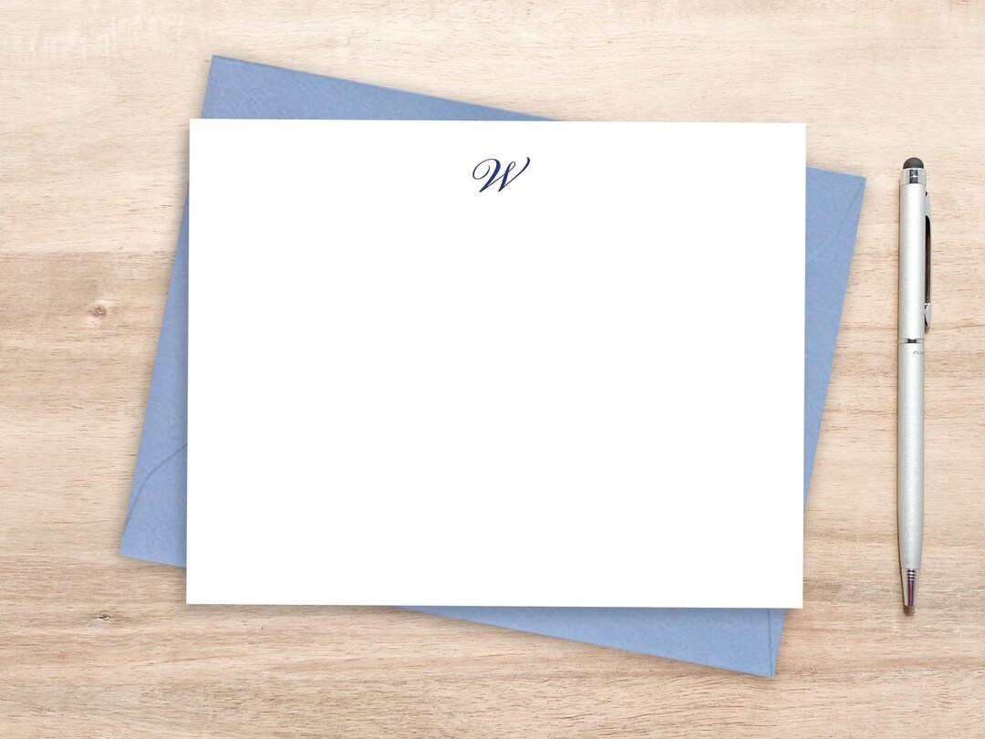 Simple Personalized Flat Note Card Set / Stationary With Script ...
