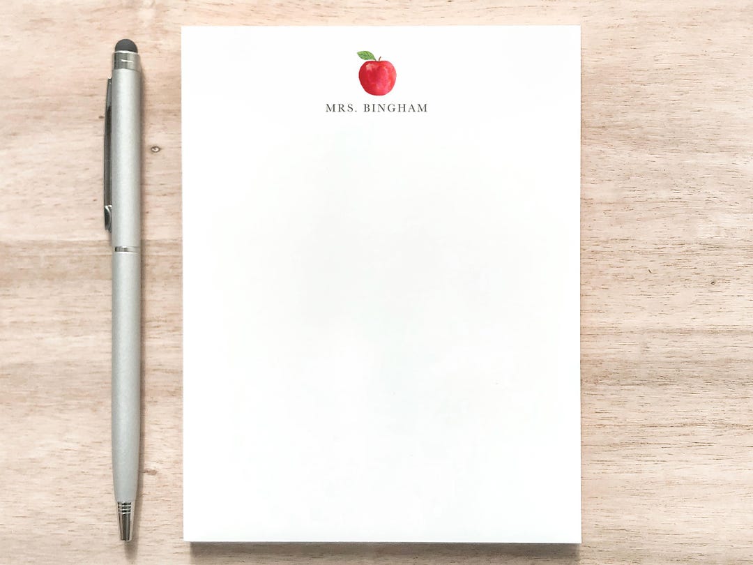 Personalized Notepad With Apple Design / Teacher Appreciation Gift ...