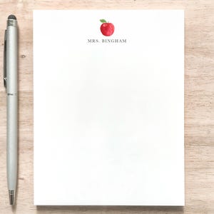 Personalized Notepad with Apple Design / Teacher Appreciation Gift Notepad / Custom Notepad for Teachers / Apple Notepad with Name