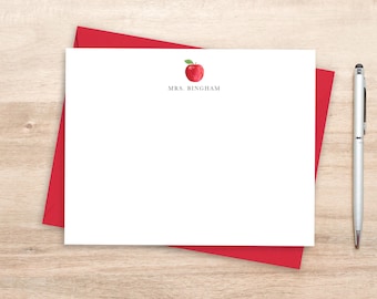 Personalized Apple Stationery Cards: Teacher Notecard Set