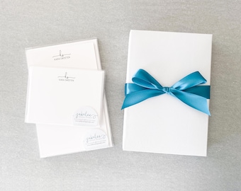 Personalized Stationery Set: Custom Name & Initials, Gift Box with Notecards and Letterhead