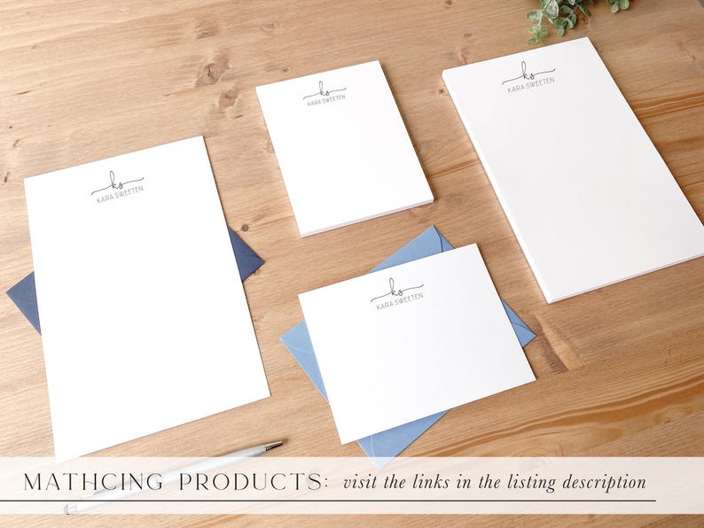 Personalized Notepad: Modern Design with Script Initials and All-Caps Name, Custom Notepad, 48 Sheets afbeelding 4