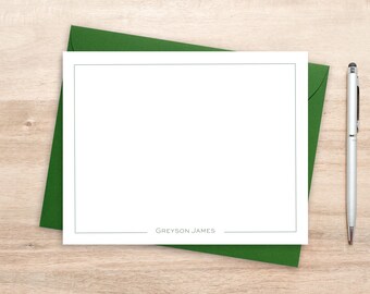 Custom Stationery Note Cards with Border / Personalized Stationary with Thin Border / Set of  Custom Notecards / Personalized Stationery