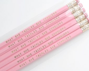 Inspirational Pencil Set / Set of Quote Pencils / Pink and Gold Personalized Pencil Set with Gilmore Girls Quote / Back to School Pencils