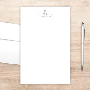 Personalized Stationery Set: Modern Letter Writing Paper with Envelopes, Cursive Initials and All-Caps Name image 5