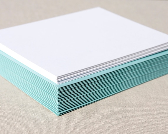 Blank Cards with Aqua Envelopes: A2 Size, Set of 20