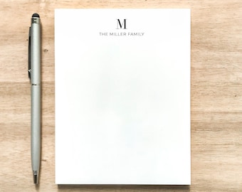 Personalized Family Name Notepad: Modern Initial Jotter Pad