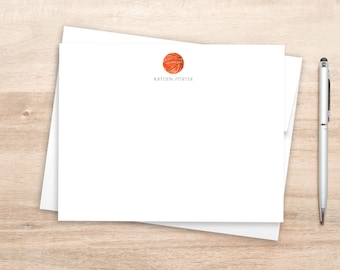 Personalized Note Card Set with Basketball Design and Name