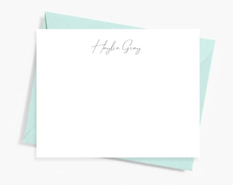 Personalized Notecard Set: Handwritten Script Stationery with Envelopes