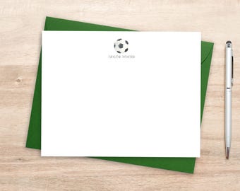 Personalized Note Card Set with Soccer Ball Design and Name