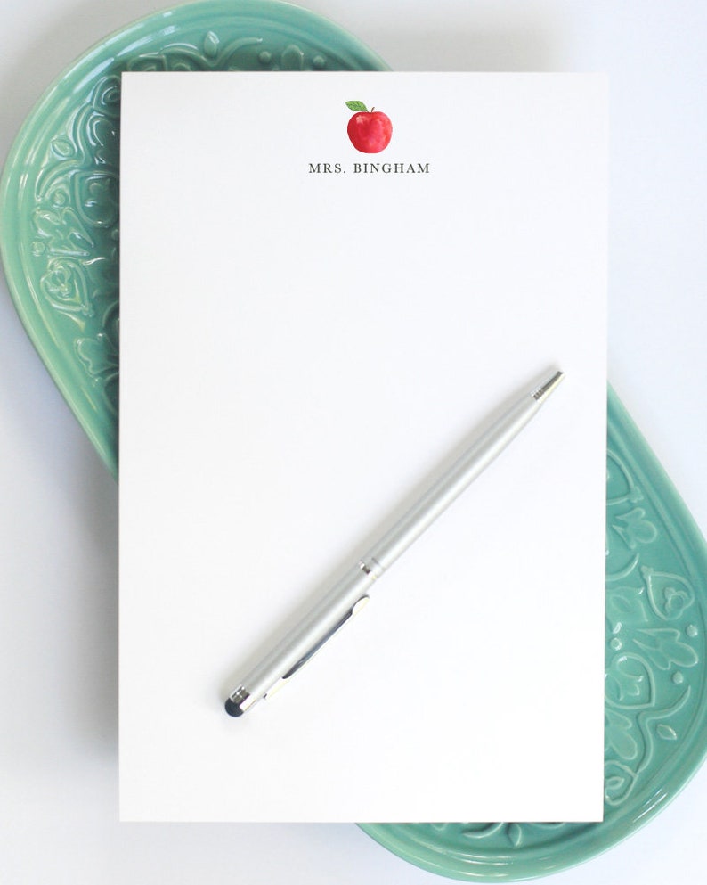 Personalized Large Notepad / Notepad with Apple Design / Custom Personal Half-Sheet Note Pad / Personalized Notepad for Teachers image 2