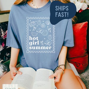 Hot Girl Summer Comfort Colors Bookish Merch Book Lover Shirt Coquette T Shirt Cute Girly Unisex Reading TShirt Bookish Summer Shirt