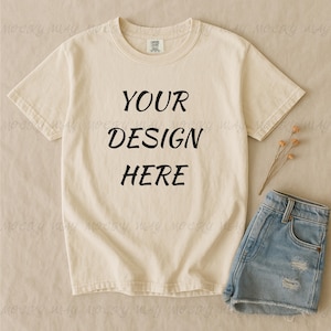Ivory Comfort Colors Mockup Png, Comfort Colors T-shirt Digital Download, POD Mockups, Flat Tee Shirt  Mockup